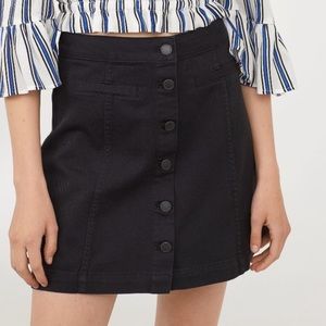 H&M black denim button-up skirt